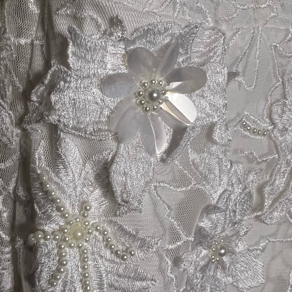 Anthro BHLDN 3D Floral Removable Puff-Sleeve Mini Dress size M Reception dress - Picture 7 of 12